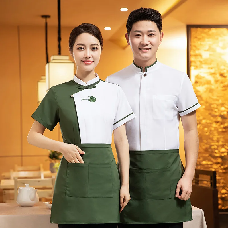 Waiter Workwear Short-Sleeved Summer Clothes Women's Chinese Restaurant Hotel Farmhouse Tea House Hot Pot Restaurant Staff Workw