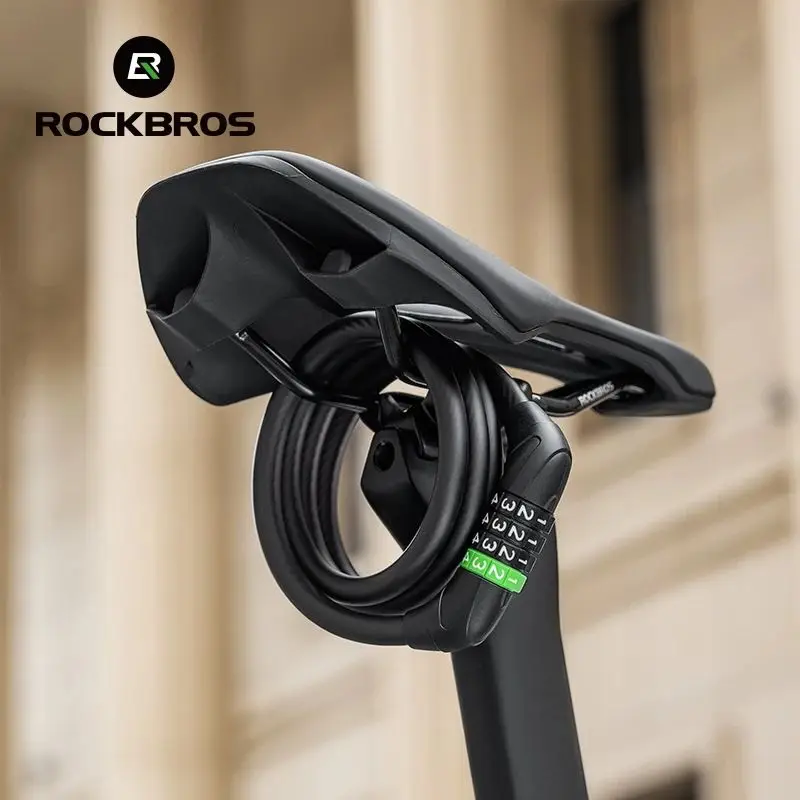 

ROCKBROS Bicycle Cable Lock MTB Road Bike Anti-Theft Password Lock PVC Steel Cable Lock For Motorcycle Scooter Cycling Accessori
