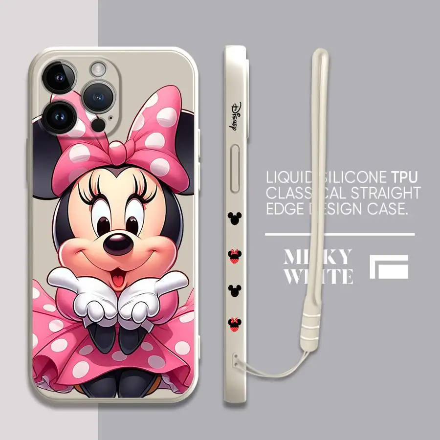 Casing Sampul Lembut Disney Minnie Mouse untuk iPhone 16 14 15 Plus XS 11 12 13 Pro Max 7 8 XR 16e