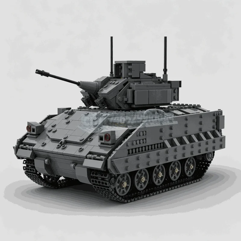 NEW 1698PCS MOC Bradley Armored Combat Vehicle Army Tank Model Custom Bricks DIY Creative Technical Assembly Collection Toy Gift