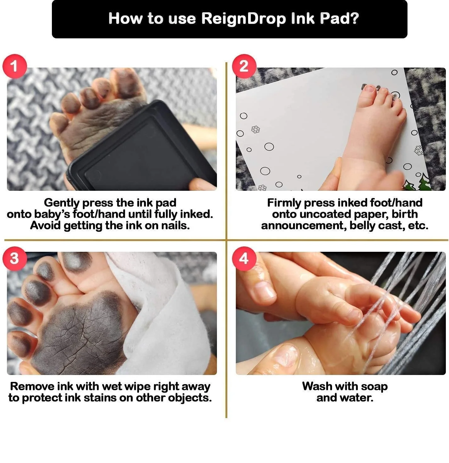 Ink Pad For Baby Footprint Handprint Create Impressive Keepsake Stamp Non-Toxic and Acid-Free Ink Easy To Wipe and Wash Off Skin