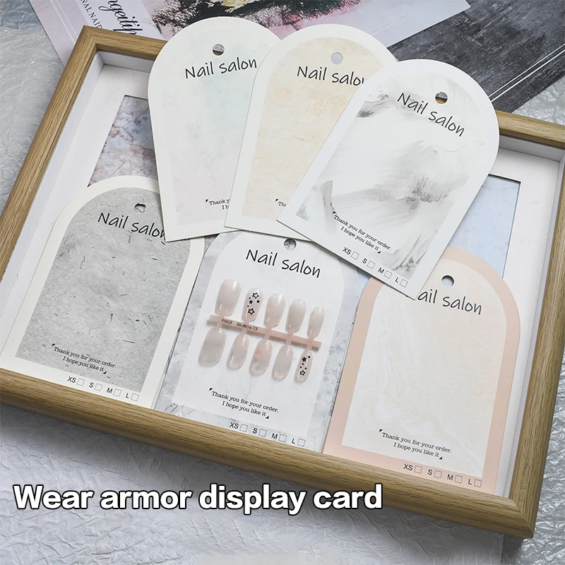 5Pcs Press-On Nail Packaging Display Handmade False Nail Design Swatch Show Card Manicure Sample Display Salon Photograph Props