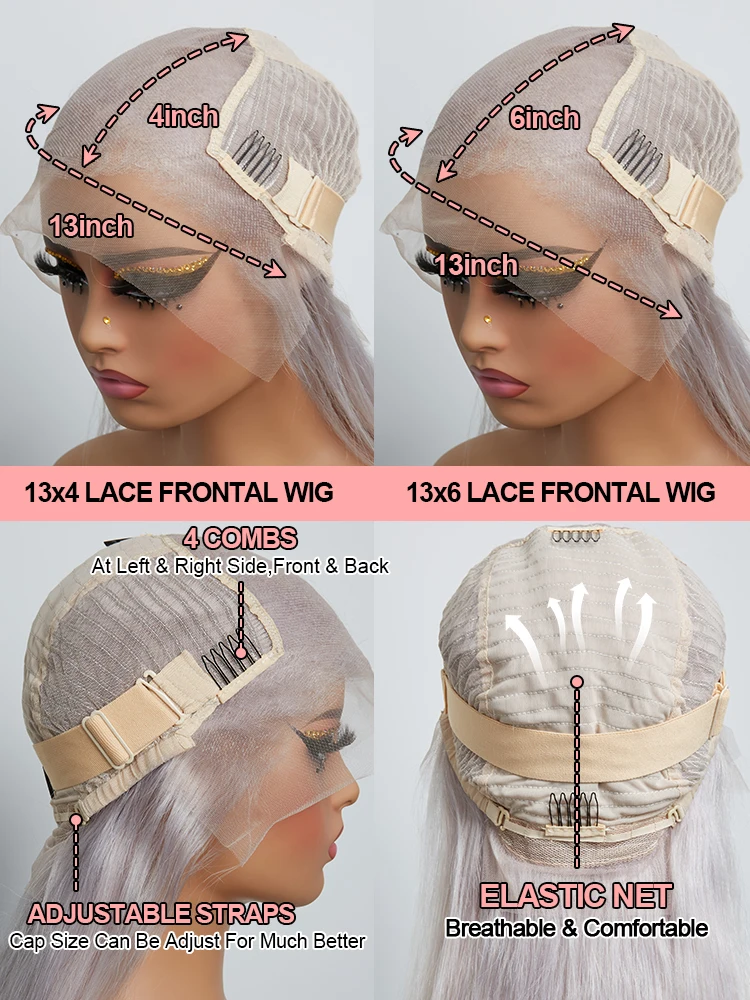 13x6 فضي رمادي اللون الجسم موجة الدانتيل الجبهة الباروكات 100% شعر الإنسان قبل قطعها 13x4 الدانتيل أمامي باروكة من شعر طبيعي البرازيلي 36 بوصة