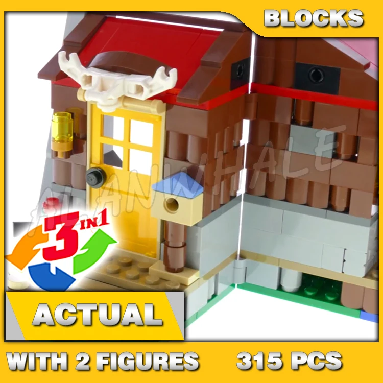 315pcs Creator 3in1 Wilderness hut Outback Cabin Canal Boat Bird Viewpoint 68004 Building Block set Compatible with Model