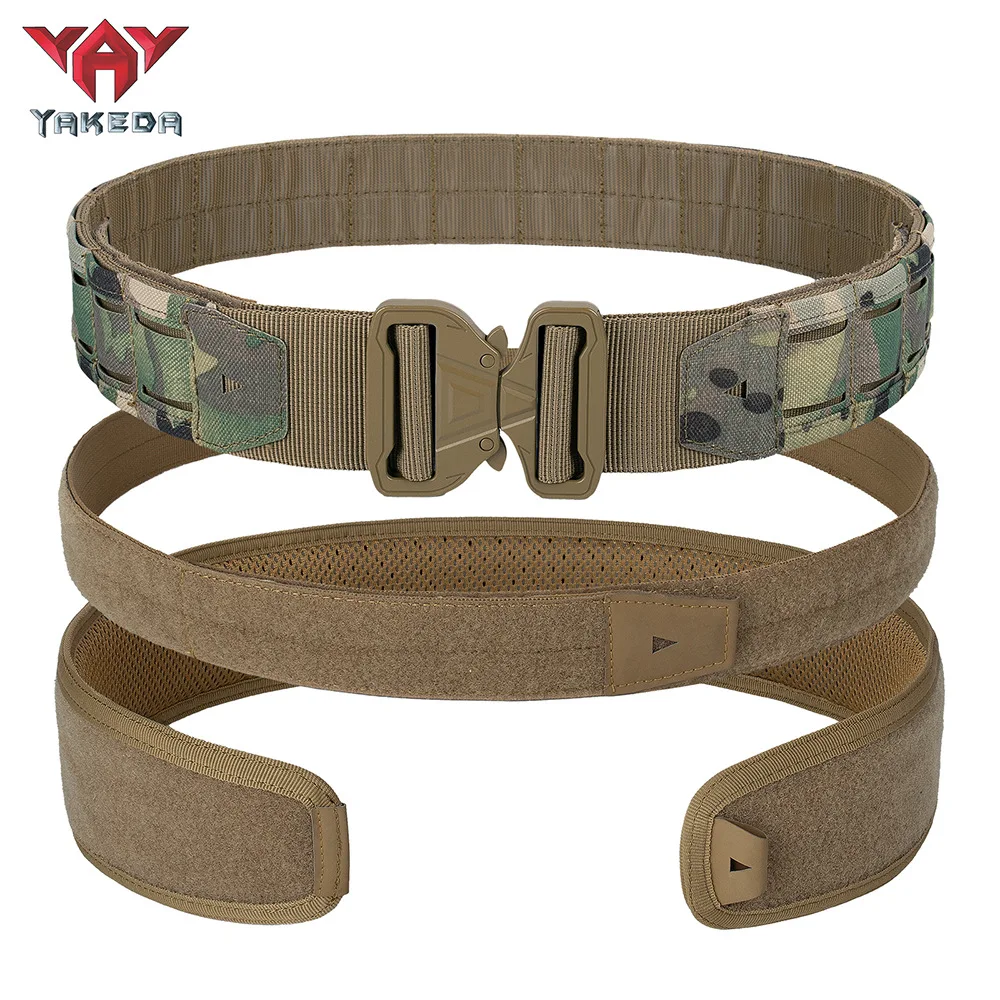 YAKEDA Outdoor Tactical Multifunctional Waistband Wear-resistant Outdoor Duty Waistband Internal and External Three-in-one Belt