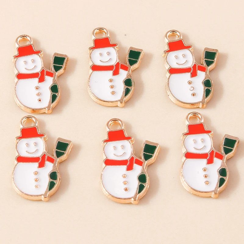 20 Stück gemischte Cartoon-Emaille-Weihnachts-Schneemann-Anhänger für Schmuckherstellung, Ohrhänger, Halsketten, DIY-Bastelzubehör, Geschenk – Detail 26