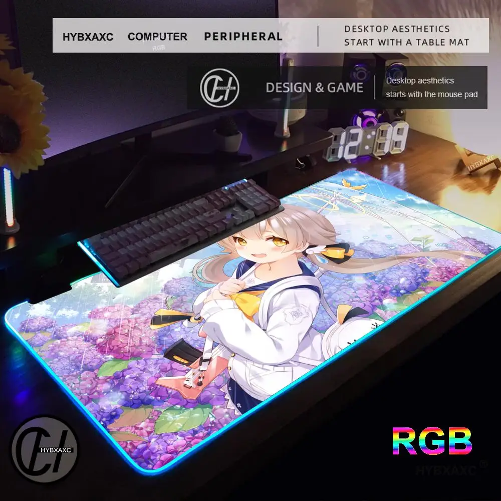 

Blue Archive Ajitani Hifumi Коврик для мыши RGB Игровой коврик для мыши Настольный коврик HD Gamer Большой светодиодный светильник XXL Коврики для мыши ПК Компьютерный ковер