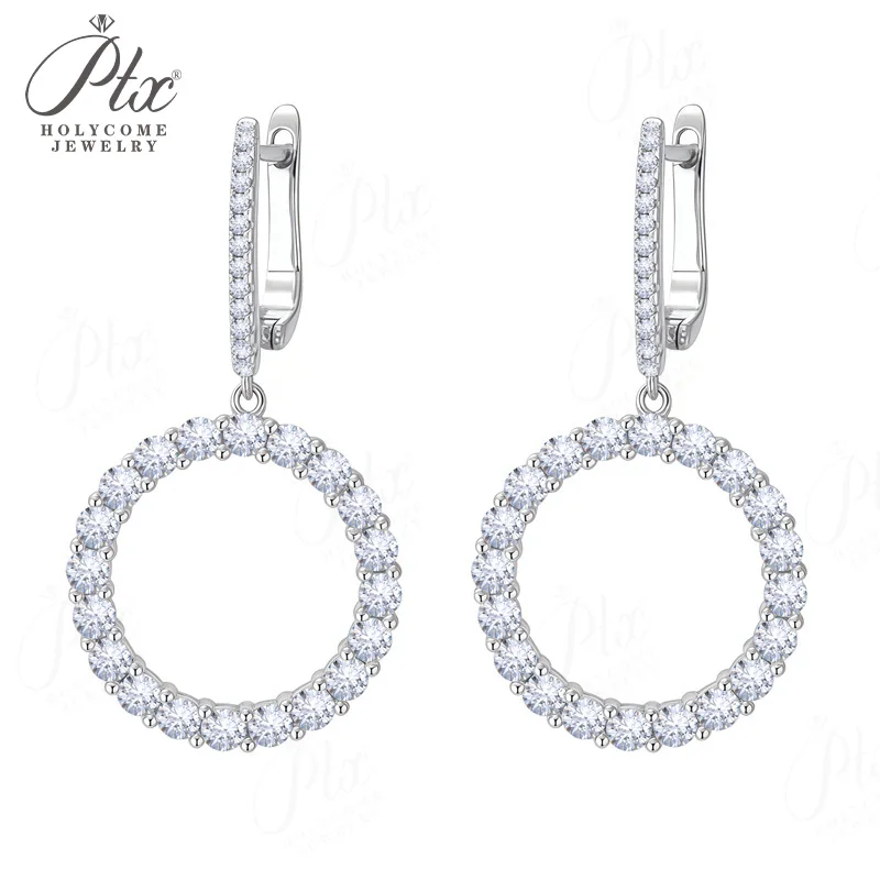 

Round Cut Moissanite Earrings Four Colors D White Black Vivid Blue White/Yellow Gold Modern Studs Fine Jewelry Anniversary Gift