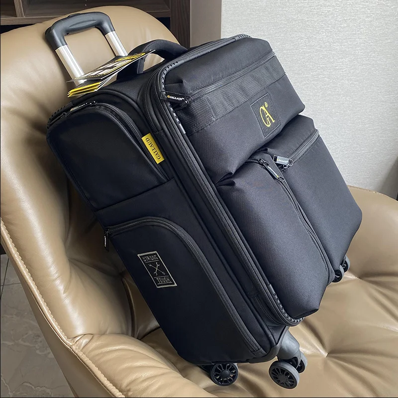 Multifunctionele Ultralichte Stille Instapkoffer 20 "Oxford Doek Gecontroleerd 24 Uitschuifbare Trekstang Bagage 20/28