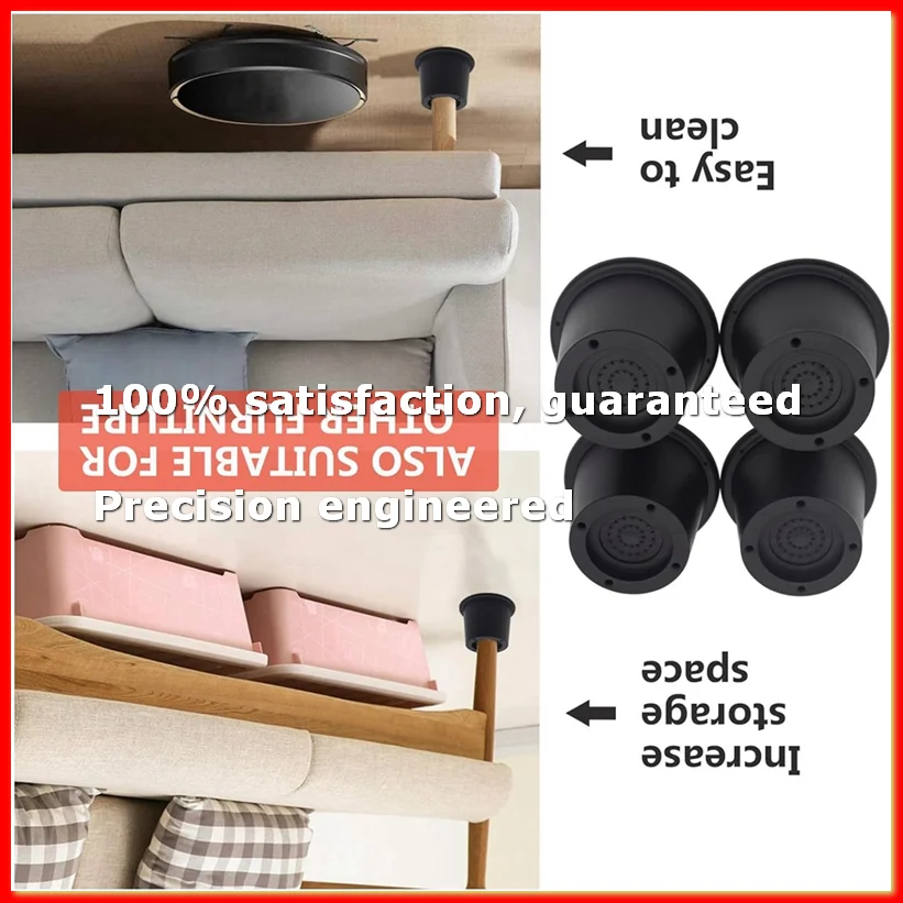 6Pack Furniture Risers Black Bed Risers 2.3 Inch,Bed Lifts Risers for Sofa,Couch,Desk,Extenders Supports Up to 1,300 Lbs-ROWI