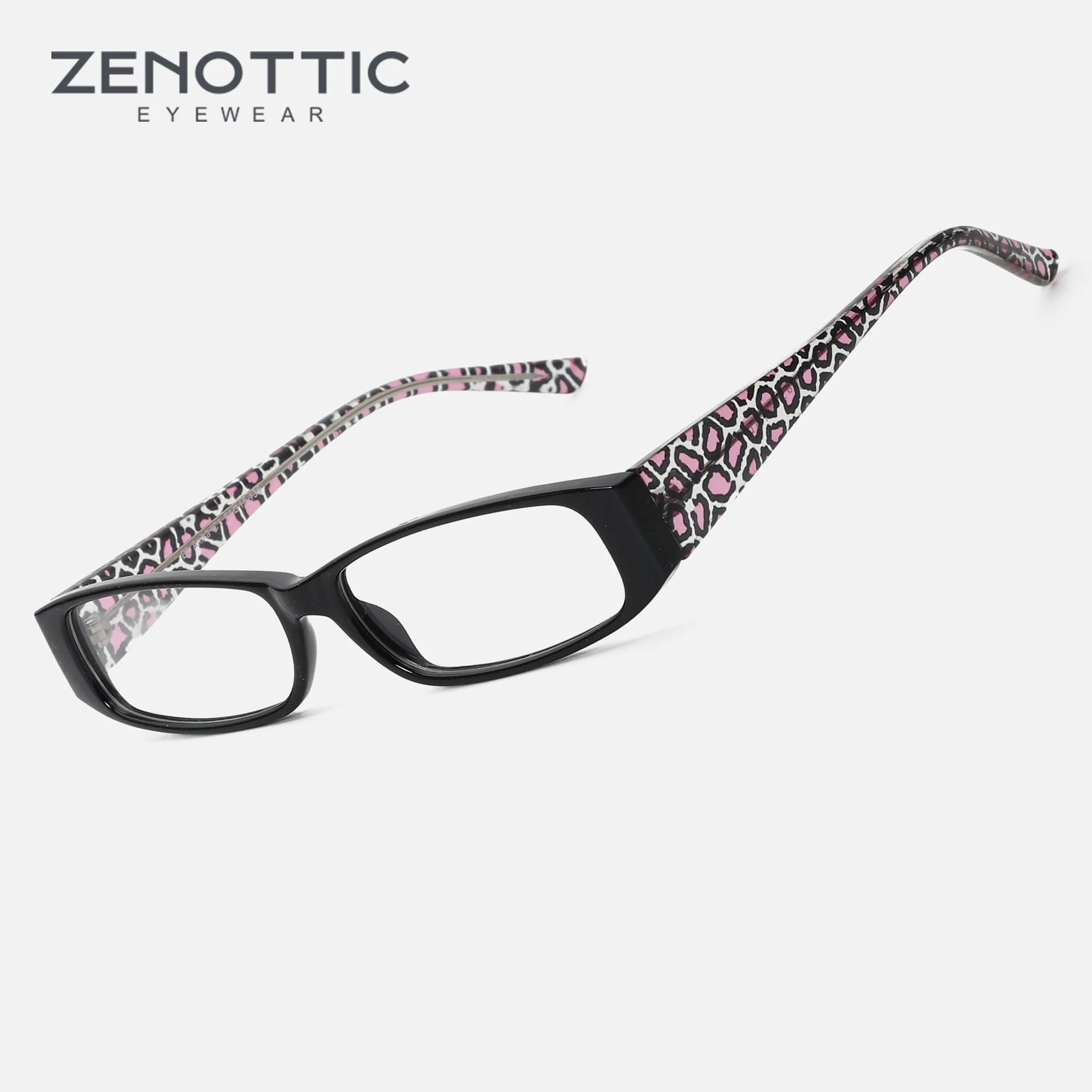 ZENOTTIC Ladies Fashion Leopard Print Optical Frame Women Small Rectangular Eyeglasses Ultralight Eyewear