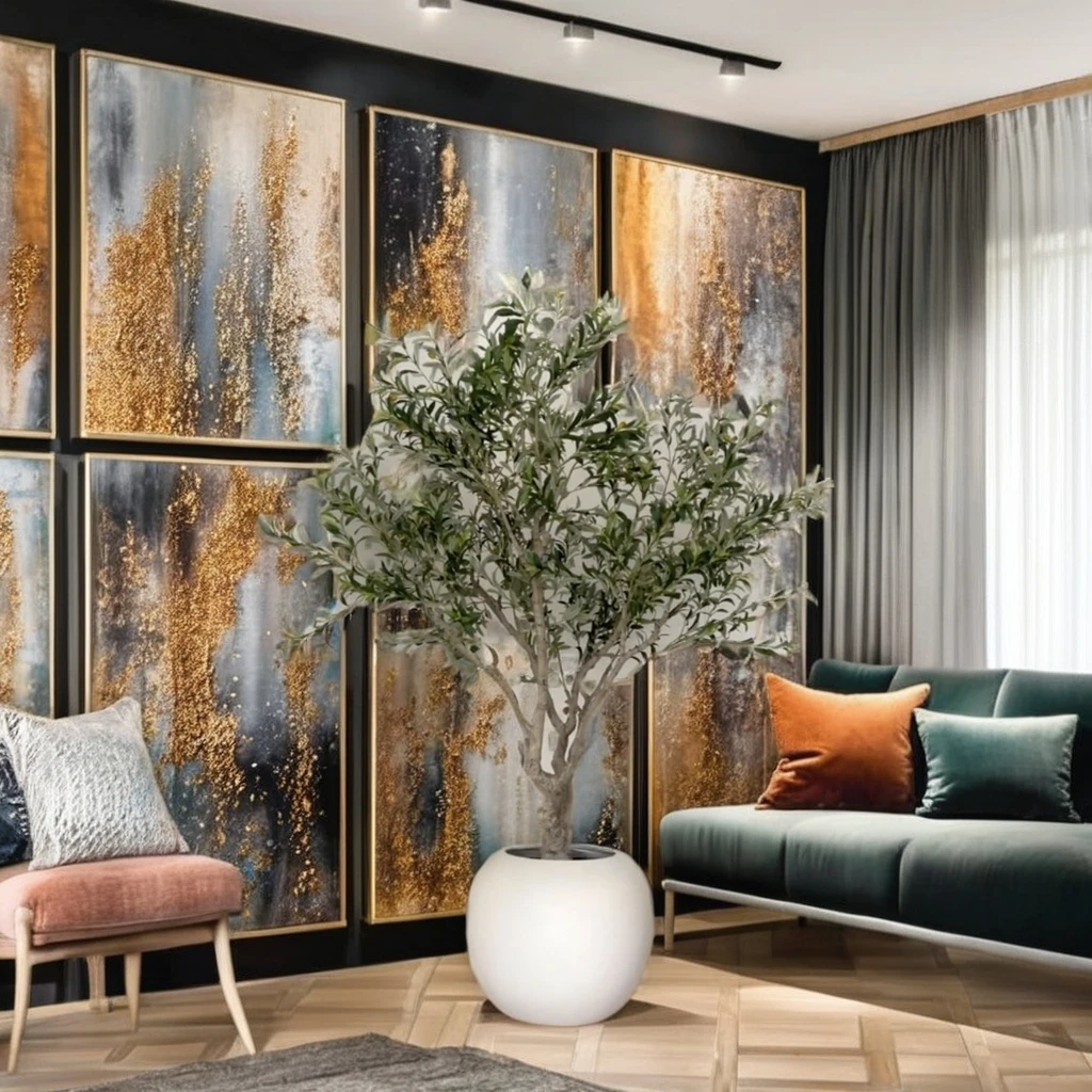 Olivo Artificial decorativo moderno para interiores, varios tamaños, plantas en macetas de fibra de vidrio, 120cm, 150cm, 180cm, hierba sintética, plástico grande