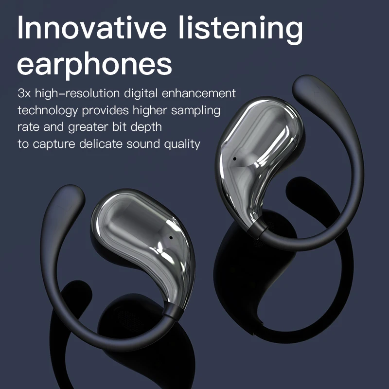 

Original Wireless Bluetooth Ear Hook Headphones Earphones HiFi Stereo Waterproof Headsets LED Display Long Standby Touch Earbuds