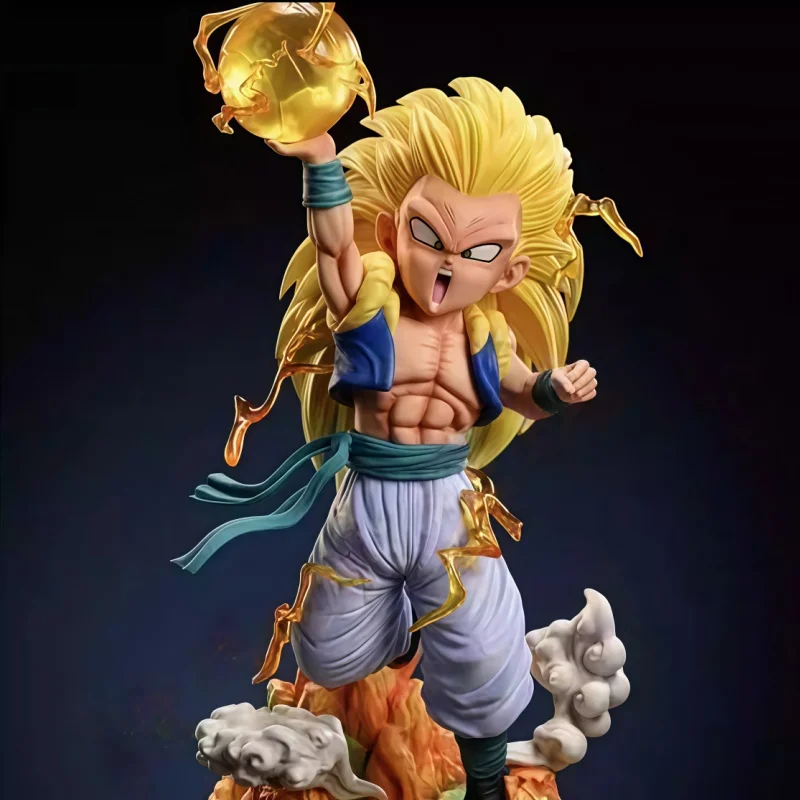 

Dragon Ball Light Up Super Saiyan 3 Gotenks Figure with Scene Base Anime Model Collectible Statue Desktop Decor