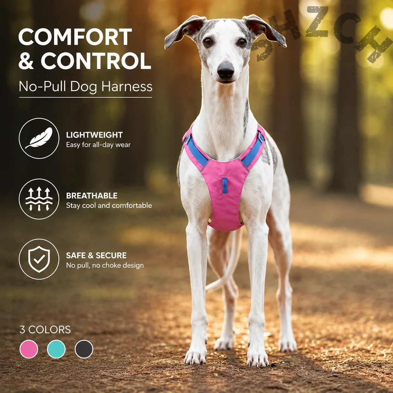 Lightweight dog chest back outdoor waterproof puppy chest strap contrasting webbing pet traction cool quick drying anti-break