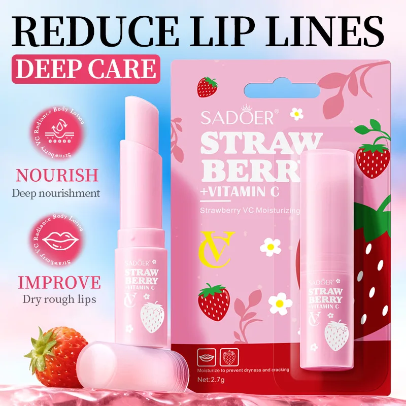 

Strawberry Moisturizing Lip Balm can moisturiz lips,prevent dryness,remove dead skin fade lip lines Hot selling in autumn winter