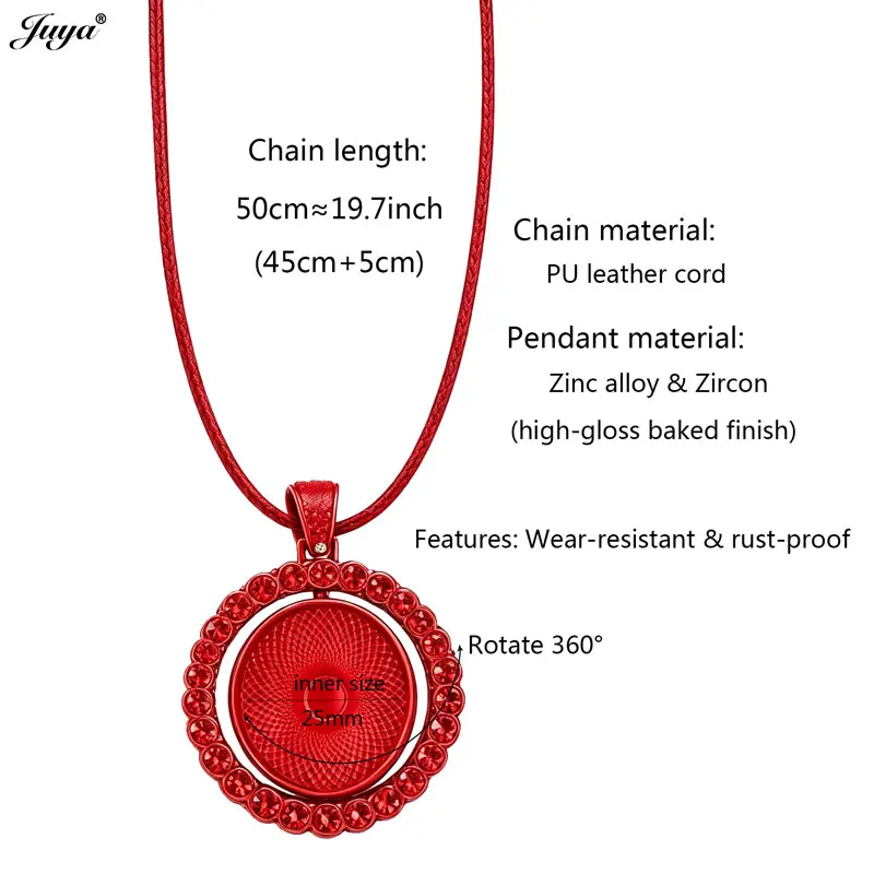 Blank Necklace Base 25mm Double Sided Cabochon Pendant Settings With 50cm Rope Chain For DIY Pop Jewelry Findings Accessories