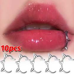 1/20pc C Shaped Punk Nose Ring Stainless Steel Fake Lip Ring Rivet Clip on Non Body Piercing Hoop Ring for Women Men Non-Pierced