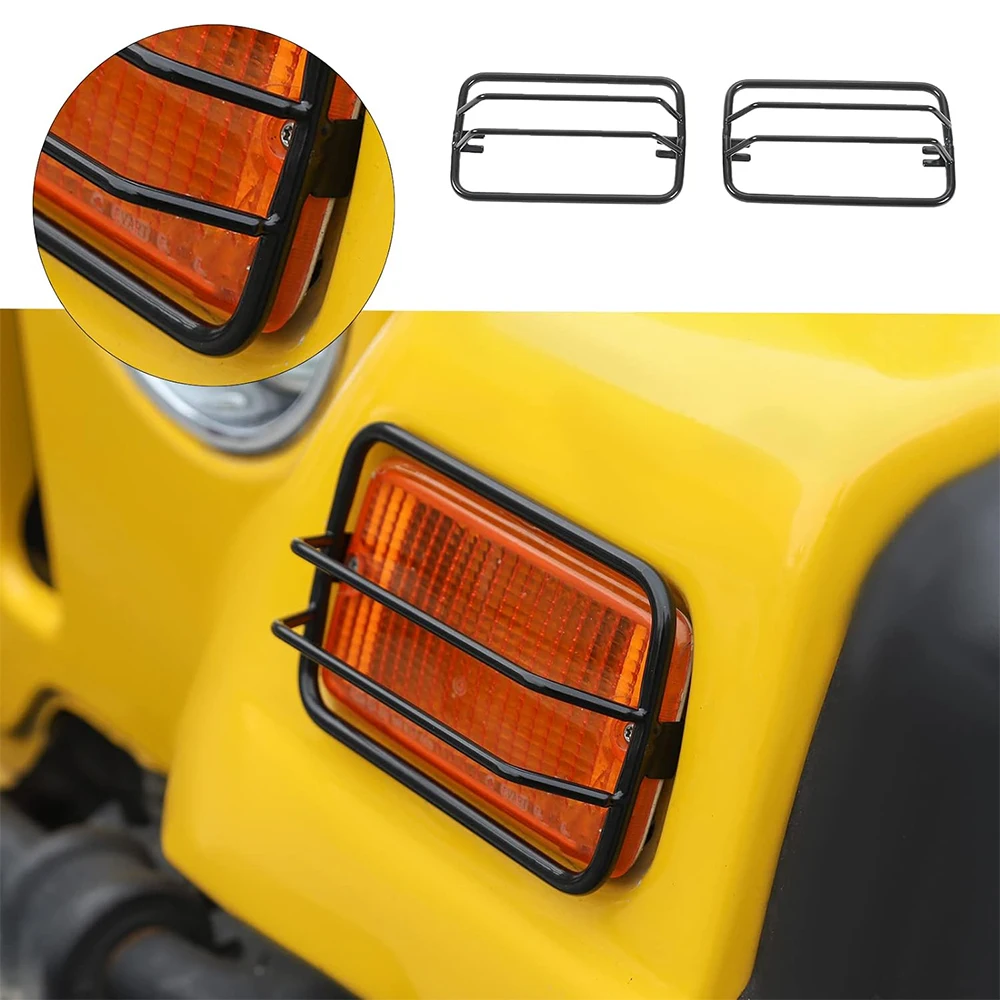 Metal Turn Signal Light Guards Covers For Jeep Wrangler TJ 1997 1998 1999 2000 2001 2002 2003 2004 2005 2006 Accessories