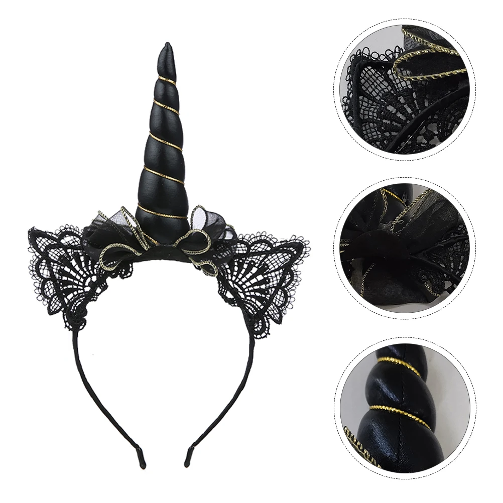 

1Pcs Unicorn Hair Band Iron Cat Ear Headband Party Photography Props Hair Bands Black Durable Party Headband