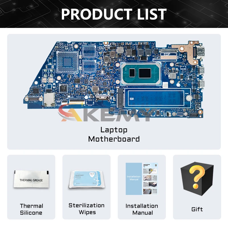 AKMEY UX435E Mainboard For ASUS UX435EA UX435EAL UX435EG UX435EGL BX435E RX435E Laptop Motherboard I5 I7 11th Gen 8GB/16GB-RAM