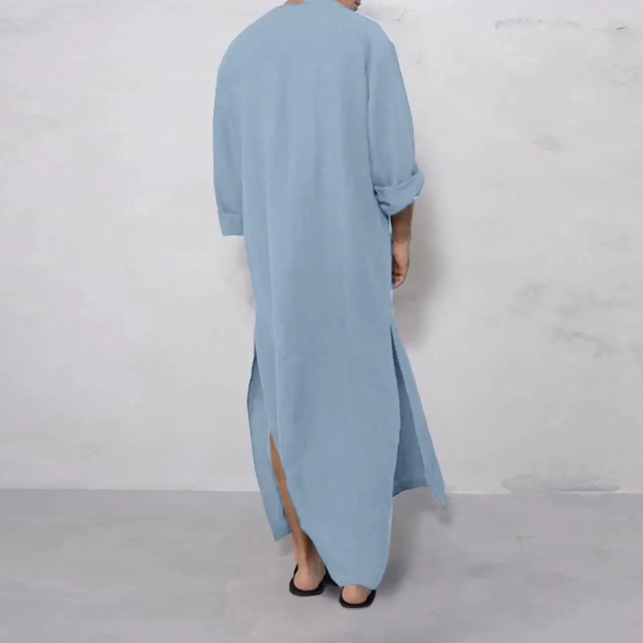 Abaya-Robe longue pour homme musulman, vêtement islamique, pour Ramadan, couleur unie