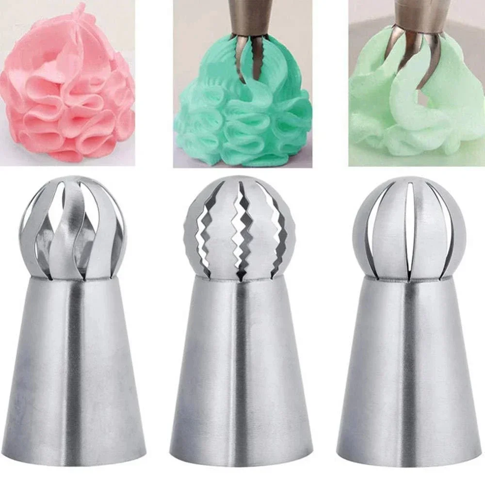 3pcs Kugel Ball Icing Confectioners Gebäck Tipps Sugar Cupcake Dekorateur Küche Backformen Cake Decorating Tools Pastry Cake