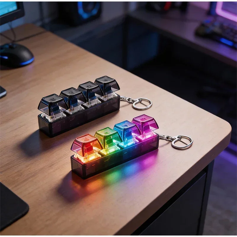 Porte-clés clavier lumineux, 1 pièce, jouet à bouton LED cliquable pour soulager le stress, pour les personnes souffrant d'anxiété, accessoire de bureau