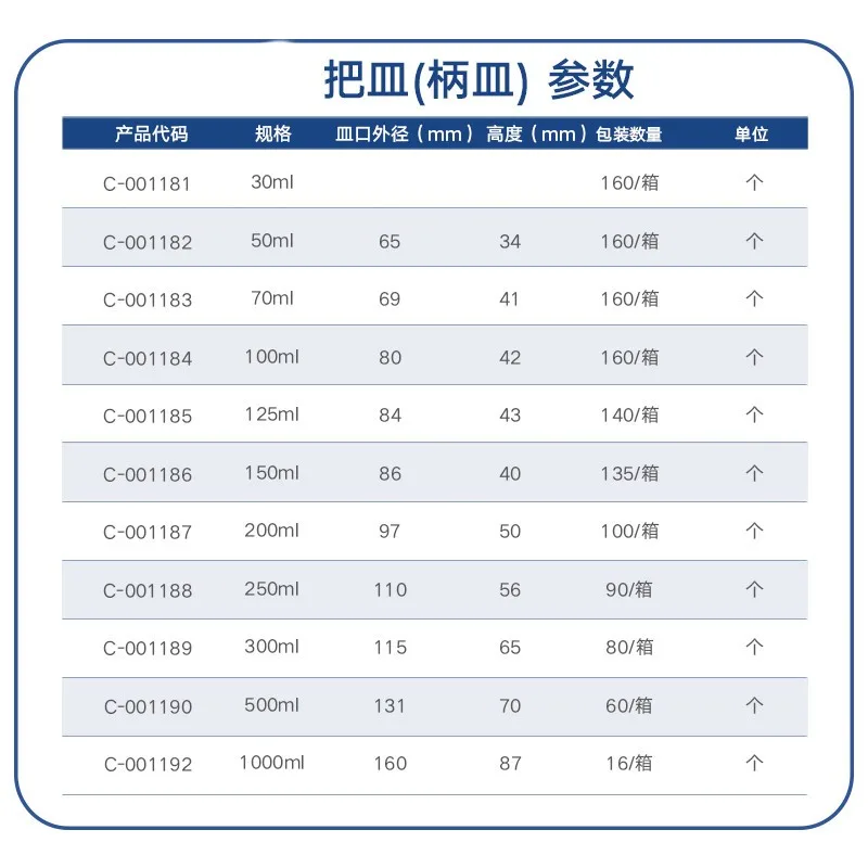 1pc ceramic handle  Laboratory ceramic evaporating dish with handle  Flat bottom with handle  Chemical ceramic 50/70/100/125ml