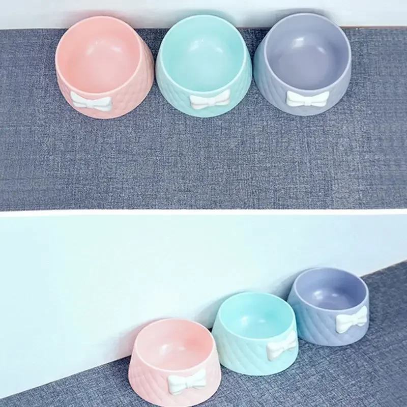 Pet Dog Food Bowls ,Lovely Bowknot Puppy Feeder Dish Bowl,Feeders Bow Cat Bowl For Water Sweet Princess Pet Feeding Bowls