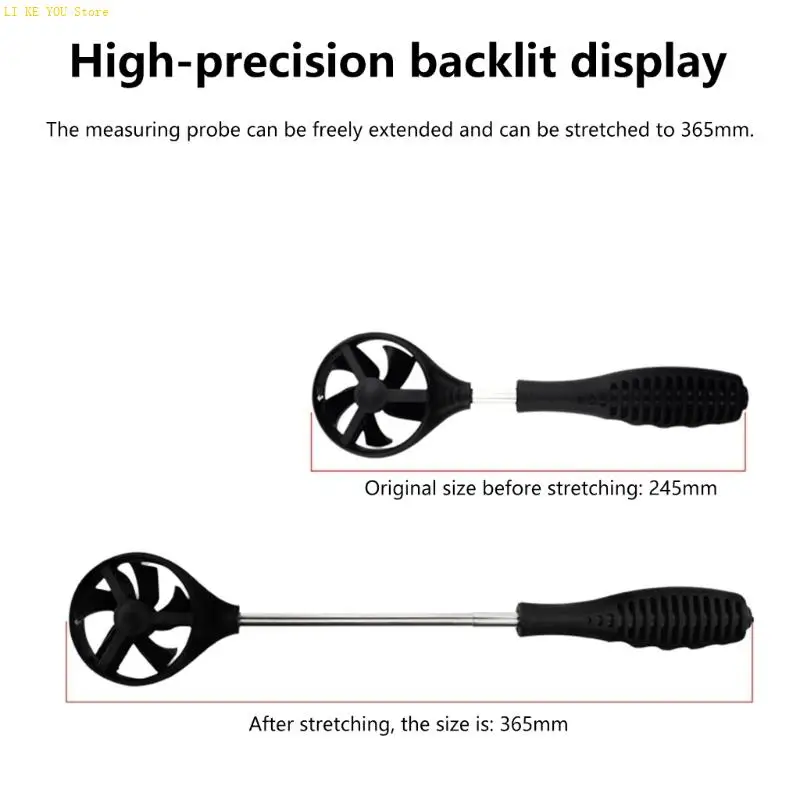 W3JE Anemometer For Wind Testing Wind Gauge Meter High Resolution Display