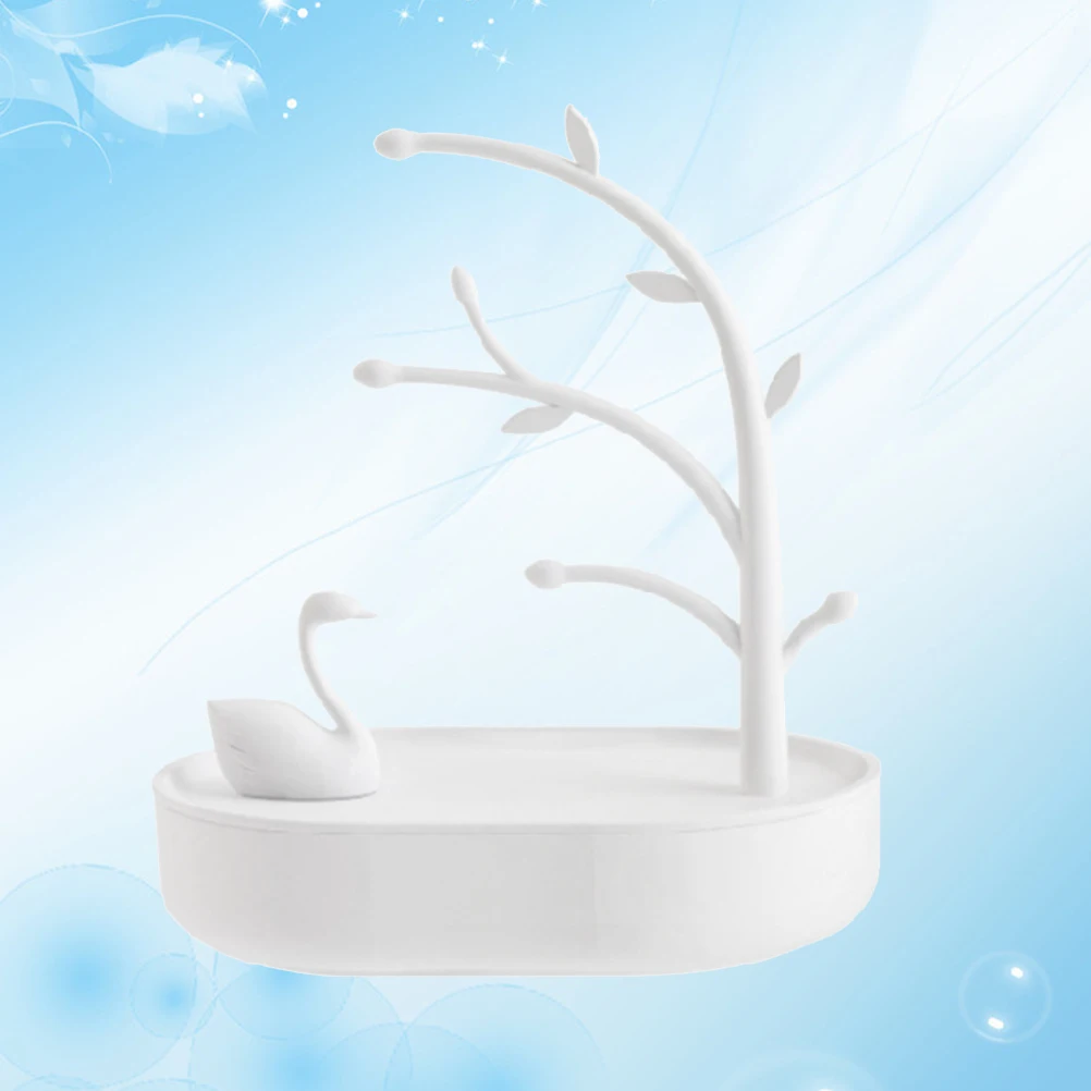 

Swan Jewelry Stand Plastic Organizer Display Rack For Necklaces Bracelets White Durable Storage For Home Bedroom Vanity Decor