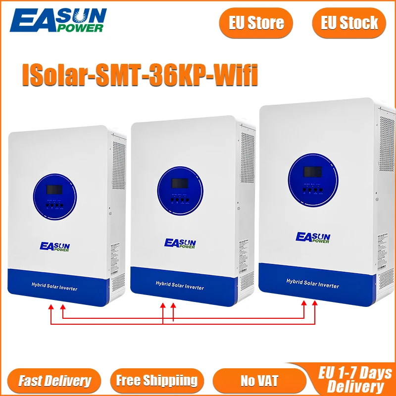 Easun Hybird Inverter 33000W 3 Fase 230V 48V 500vdc Pv 150a 2 Mppt Zonne-Oplader Convertr Ingebouwde Wifi Ondersteuning Lithium Bms
