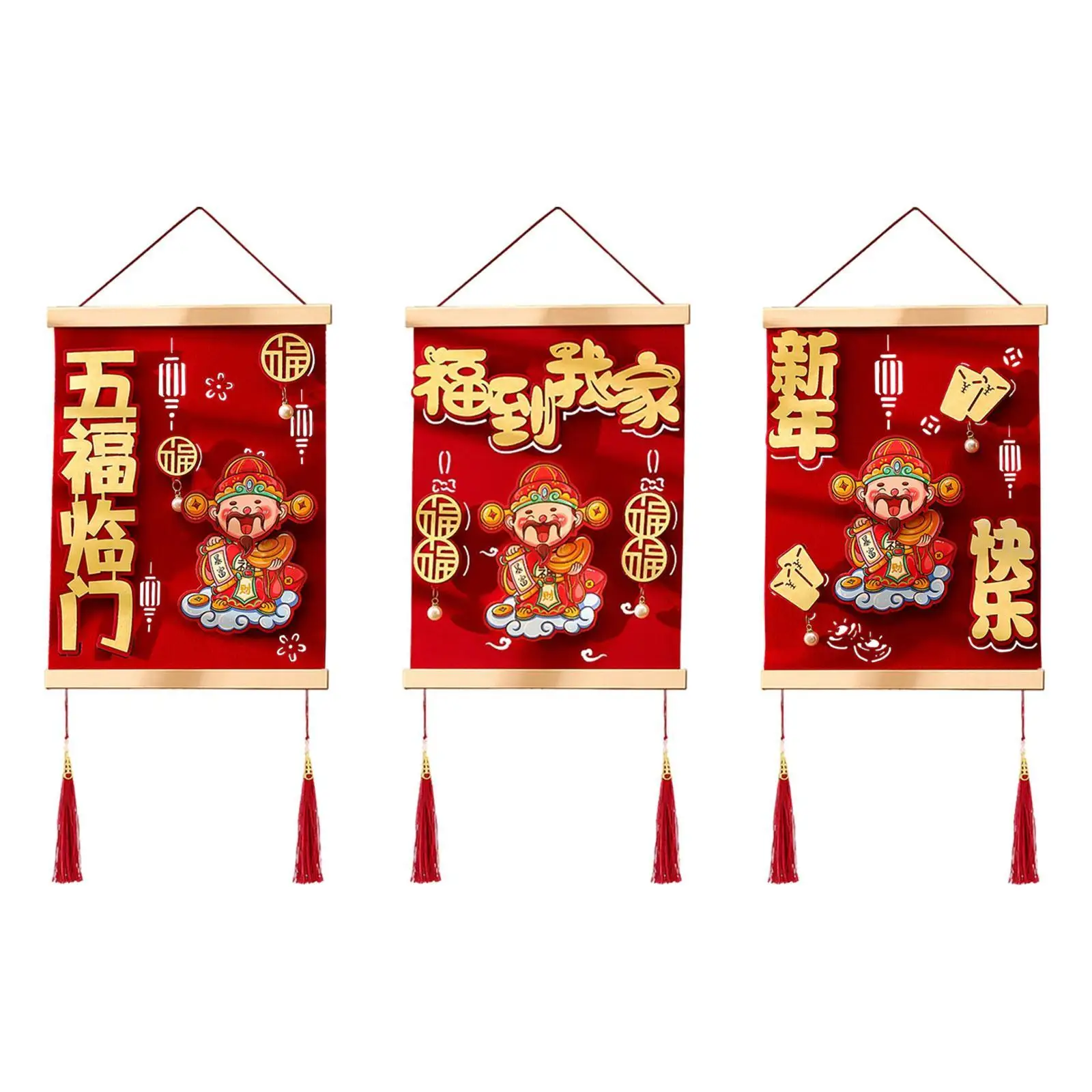 Chinese New Year Hanging Decoration 2025 Snake Blessing Chinese Characters Lucky Fu for Bedroom Living Room Wall Farmhouse