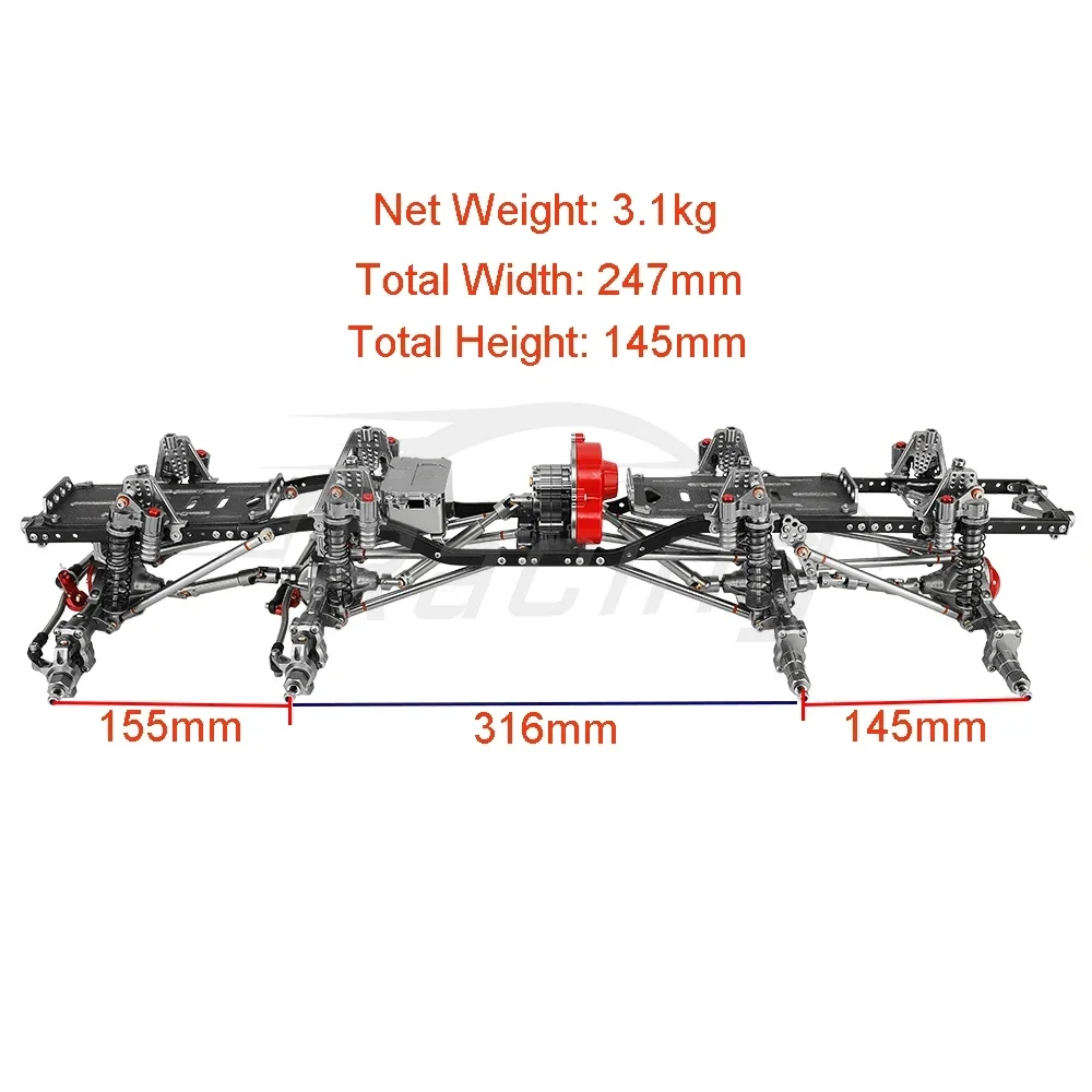 DIY โลหะอัพเกรด 8x8 RC รถแชสซีกรอบ 2 ด้านหน้าพวงมาลัย Portal เพลาเกียร์สําหรับ Axial SCX10 1/10 RC Crawler รถ