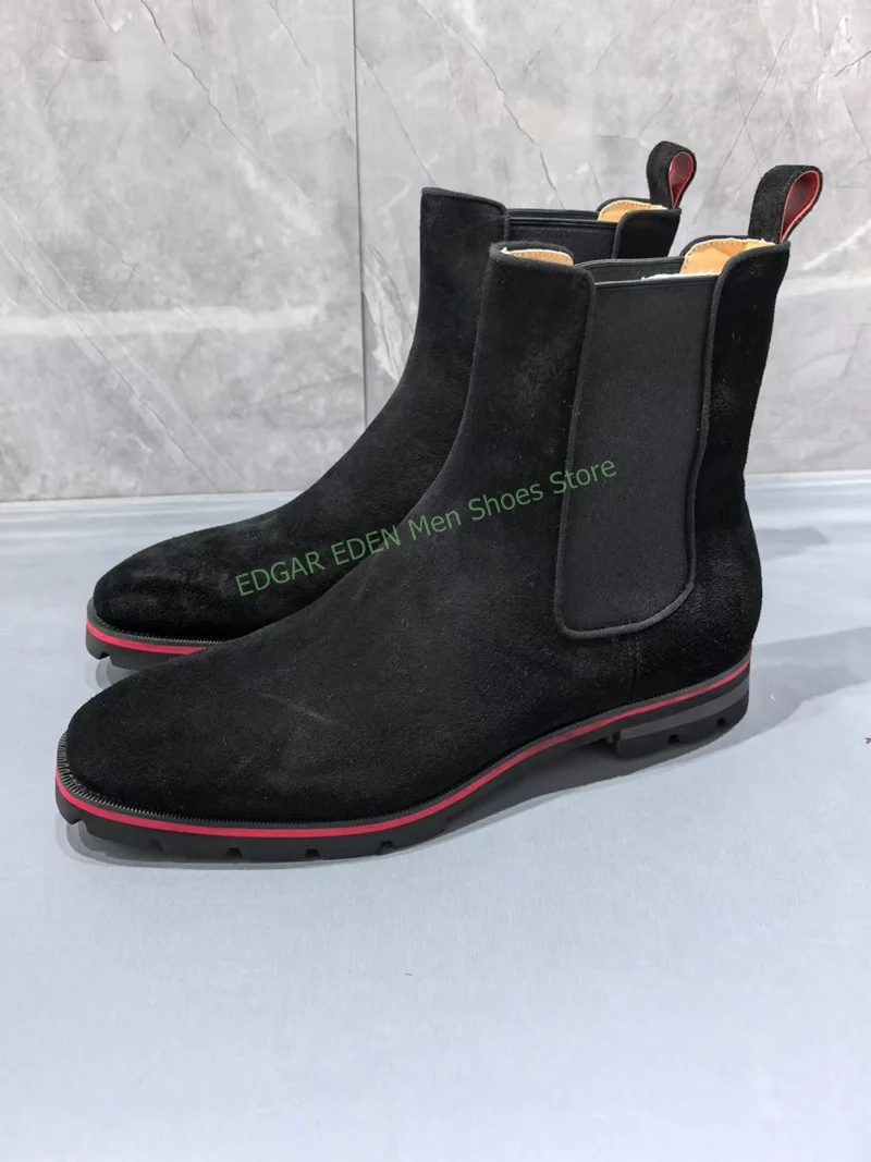 

Breathable Rivet Men Black Ankle Boots Round Toe Slip On Male Spring Autumn High Top Casual Boots Shoes