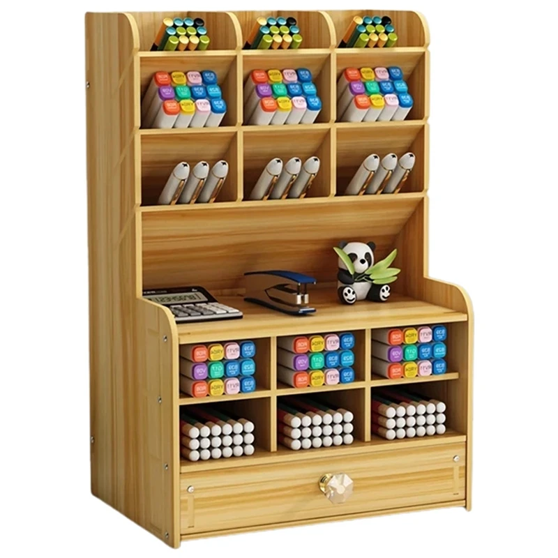 

Multi-Function Wooden Desktop Pen Holder Office School Stationery Storage Stand Case Desk Pen Pencil Organizer