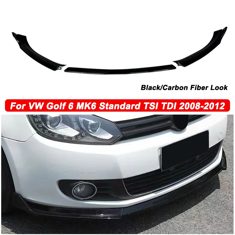 

1set Car Front Bumper Lip Diffuser Spoiler For VW Golf 6 MK6 Standard TSI TDI 2008-2012 Bumper Spoiler Splitter Guard Body Kit
