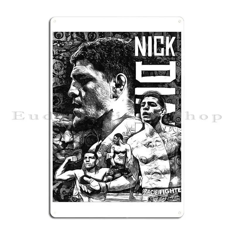 Nick Diaz Black And White Drawing Savagerootsmma Metal Sign Mural Print Wall Decor Pub Designing Tin Sign Poster