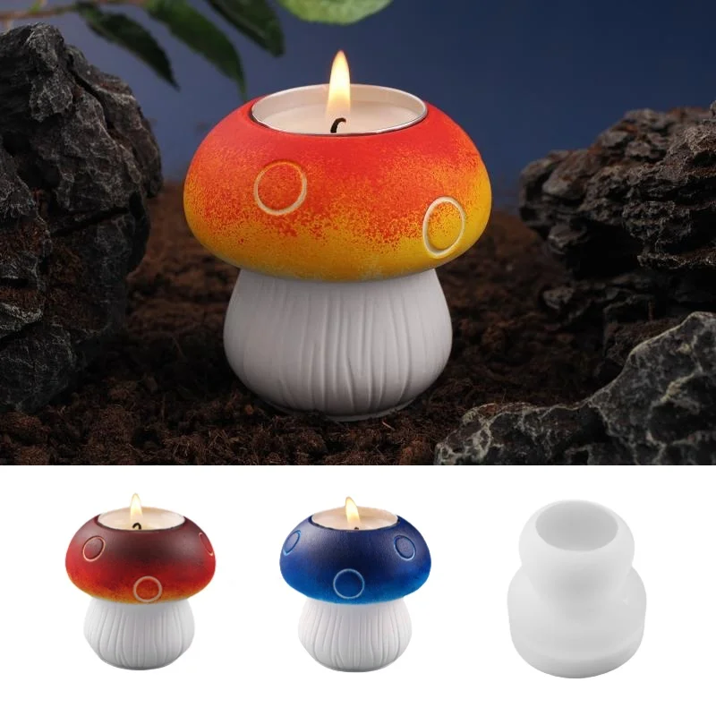 DIY Pilz Form Kerzenhalter Beton Harz Form Aromatherapie Kerze Basis Silikon Form Home Dekoration Handgemachte Kerzenhalter