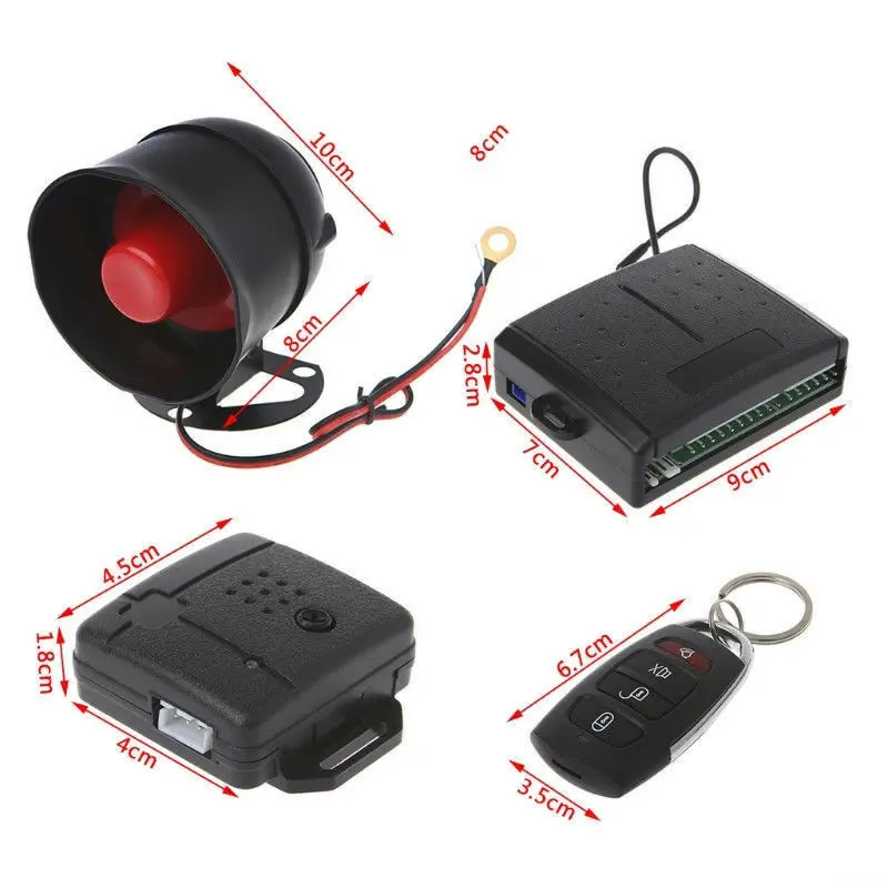 Universal 1 Sets Car Door Keyless Entry Alarm System Vehicle Security Protection Siren+2 Remote Controllers Burglar Alarm System