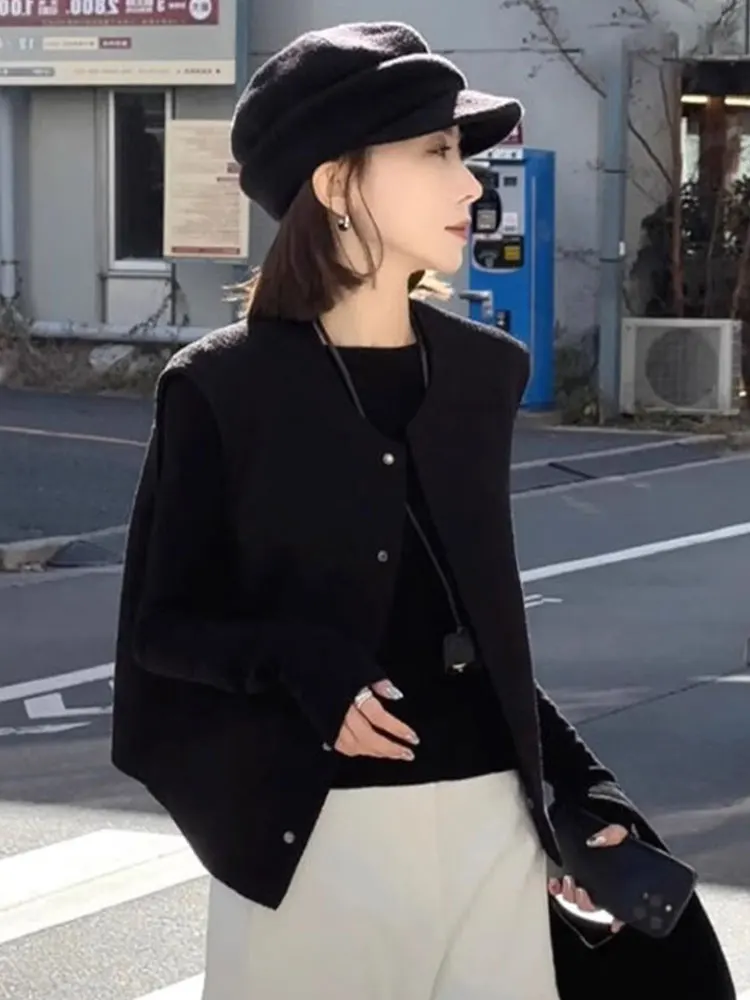 

Comfortable Knitted round Ne Open Cardigan Casual Svel Top Layering Vest Color Faionable Outerwear for Women