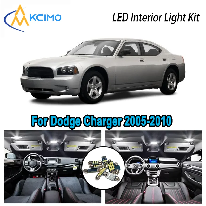 

Bright Premium LED Interior Kit for Dodge Charger 2005-2010 2006 2007 2008 Dome Map Trunk Lamps Error Free Automotive Lighting