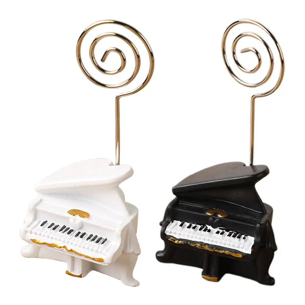 

2Pcs Piano Shape Memo Clip Creative Desk Card Holder Photo Clip Note Holder Table Number Stand Music Paper Clips