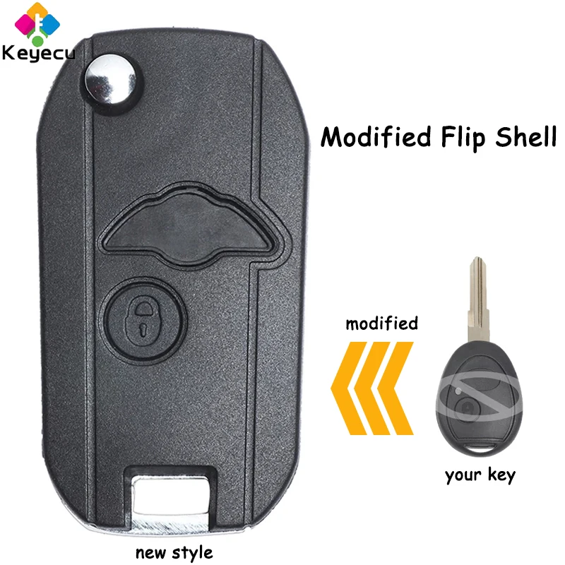 

KEYECU Modified Flip Remote Car Key Shell Case Cover With 2 Buttons Fob for Land Rover Discovery 1999 2000 2001 2002 2003 2004