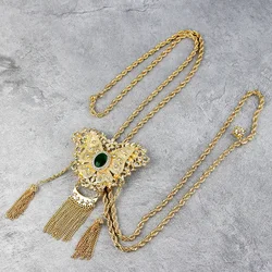 Sunspicems Chic Algeria Necklace Women Butterfly Kravash Tassel Crystal Sweater Chain Gold Color Bride Wedding Jewelry Gift