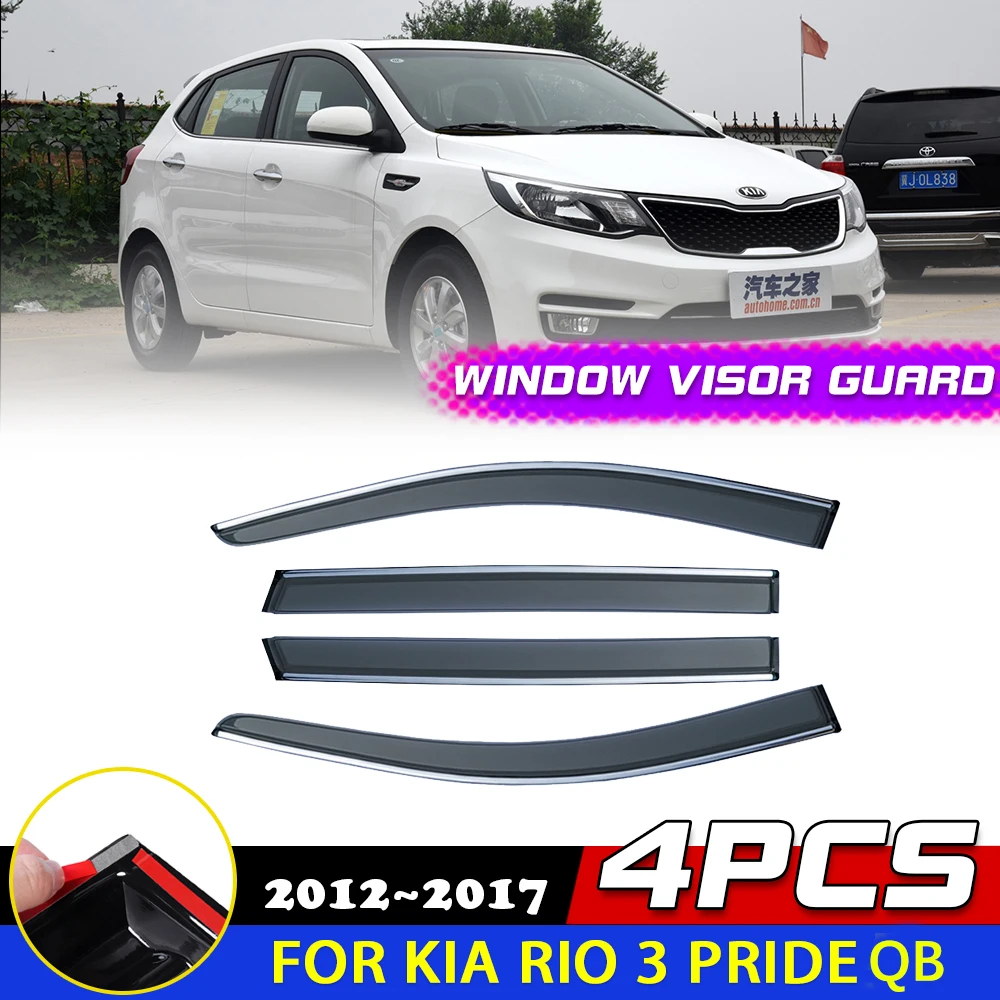 Windows Door Visor for Kia Rio 3 K2 QB 2012~2017 Hatchback Awnings Shelters Sun Deflector Rain Eyebrow Guard Cover Accessories