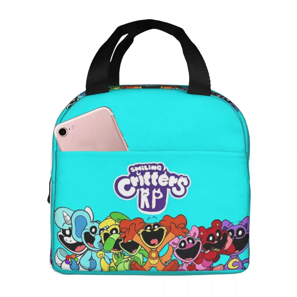 

Smiling Critter Animal Game Insulated Lunch Bag Thermal Bag Reusable High Capacity Tote Lunch Box Food Storage Bags Office