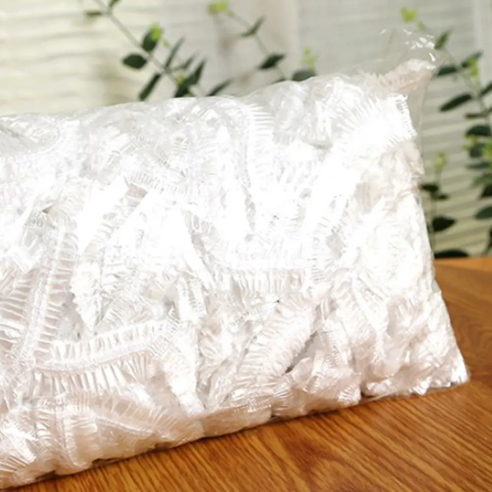 

100 Pcs Waterproof Shower Cap Disposable Elastic Bathing Caps Comfortable Fit for Salon Hotel Home Use Bath Hat