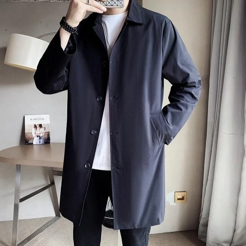 معطف رجالي متوسط الطول غير رسمي معطف كوري عصري على الطراز البريطاني ربيع الخريف وصول جديد رقيق عادي #3